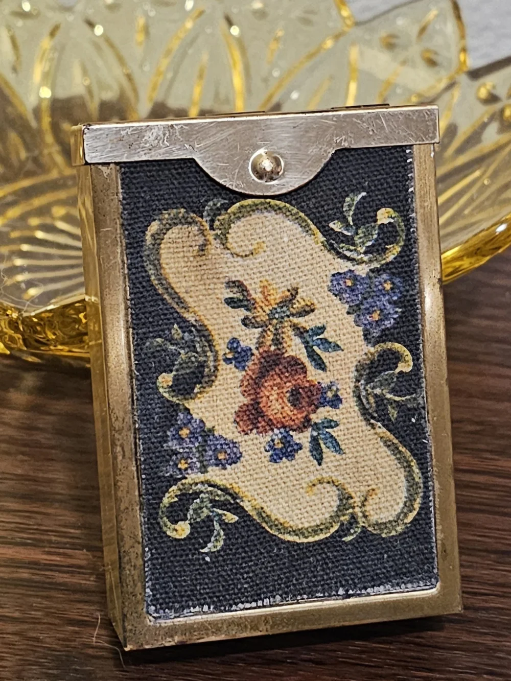 1950s Brass Cigarette Case Austrian Petit Needle Point.